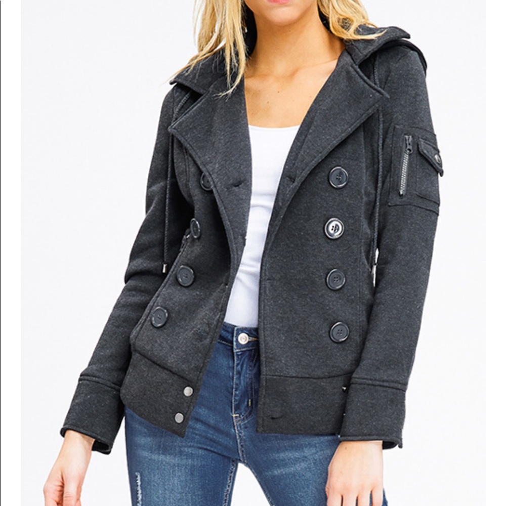Charcoal grey double breasted jacket